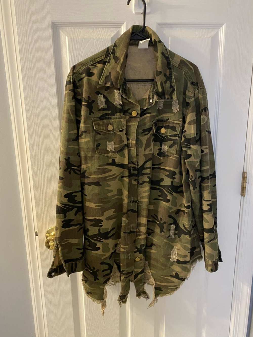 Distressed Camo Utility Jacket - Green Camouflage